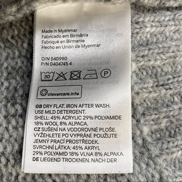 L.O.G.G. Small Grey Ribbed Turtleneck Alpaca Blend Sweater - Picture 4 of 8